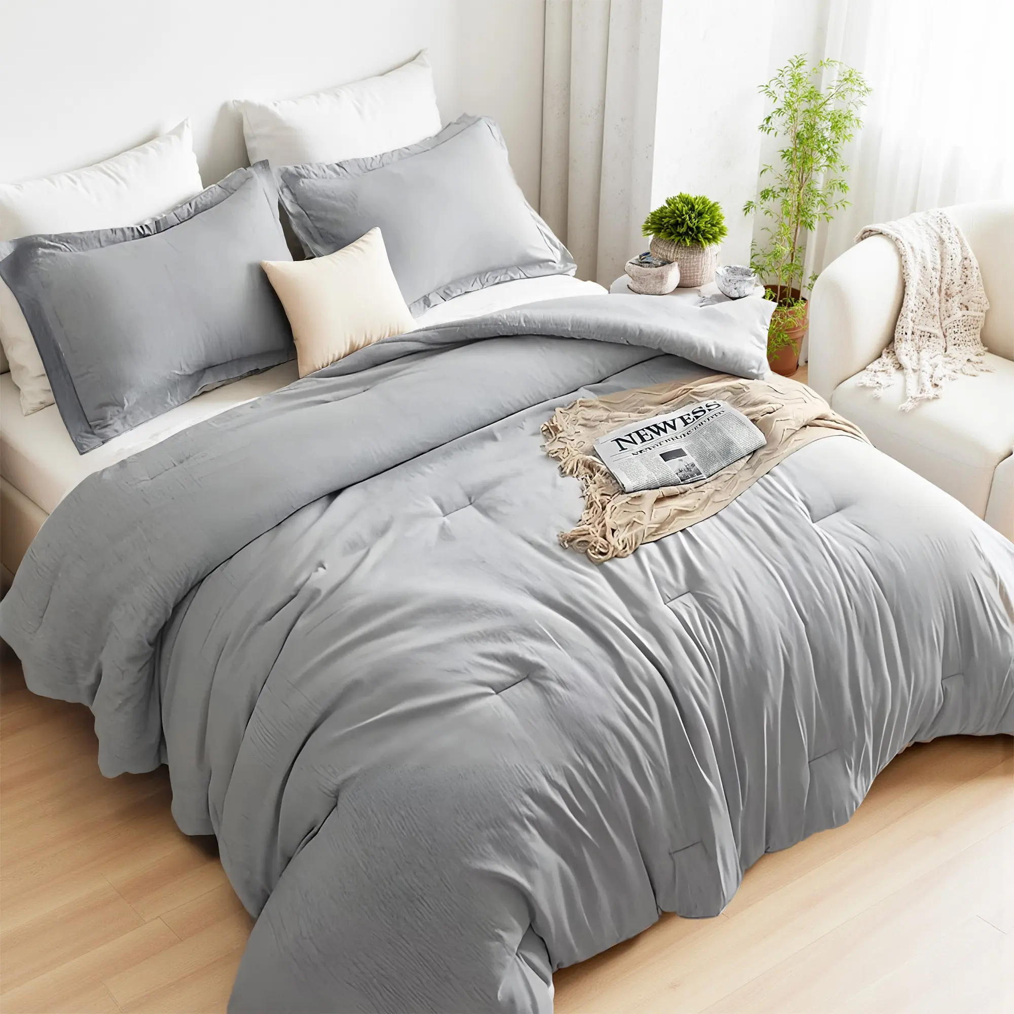 Bepatio Soft Cozy Comforter Set Queen Size-3 Pieces,Cationic Dyeing Comforter for All Season with 1 Comforter & 2 Pillow Shams, Breathable Lightweight, Ideal Gift for Luxury Bedroom Decor
