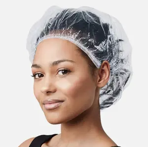 Clear Elastic Plastic Shower Cap - Waterproof Hair Protection Cover for Bathing and Washing - Pack of 10 Disposable Caps