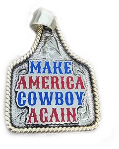 Handmade Cow Tag Necklace Make America Cowboy Again