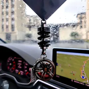 Car Modification Wheel Metal Keychain Personalized Shock Absorber Alloy Car Additions Men'S Key Ring