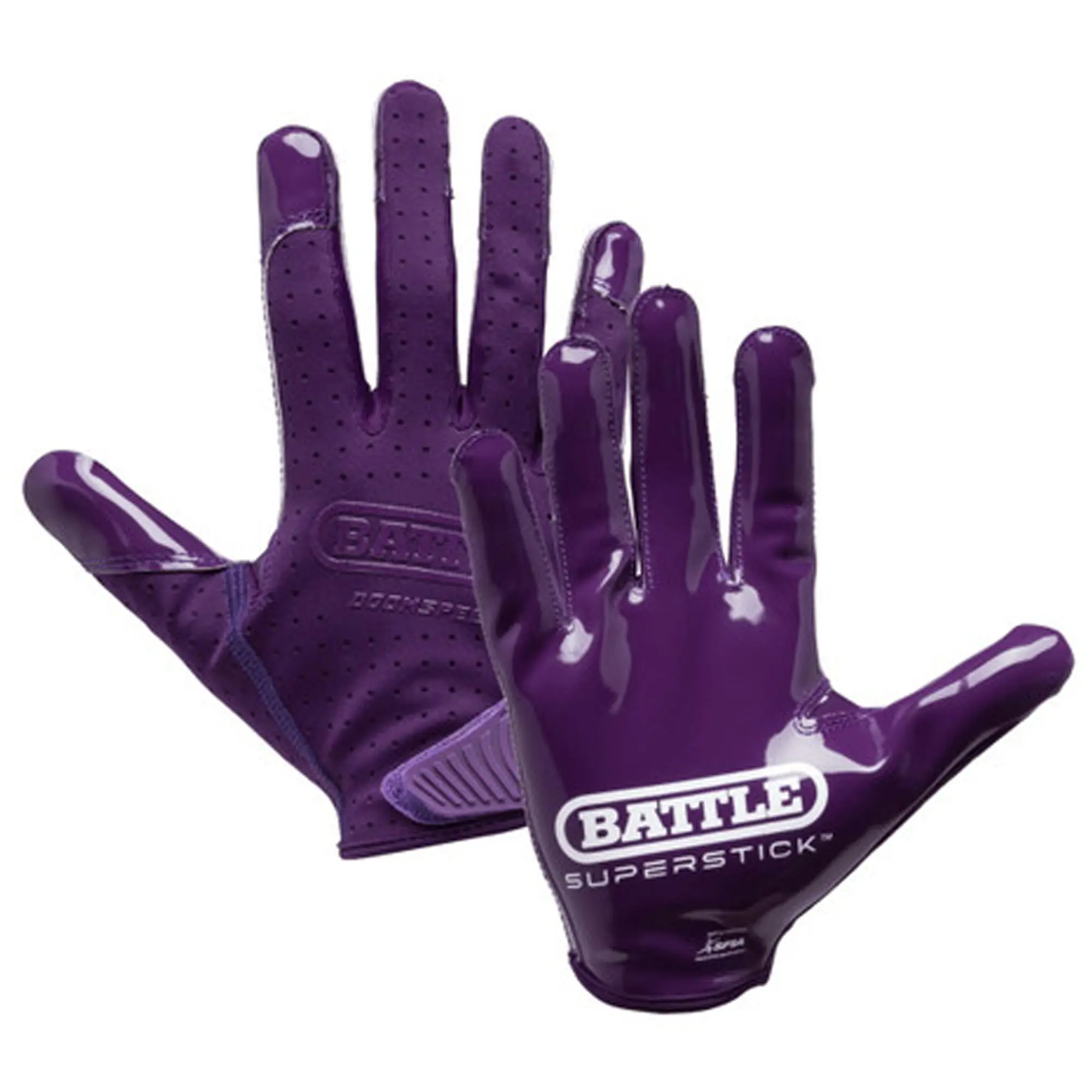 Battle Sports Adult Doom Speed Receiver Football Gloves, High-Grip Football Equipment in Purple with SuperStick Technology and PrecisionFit, Football Accessories