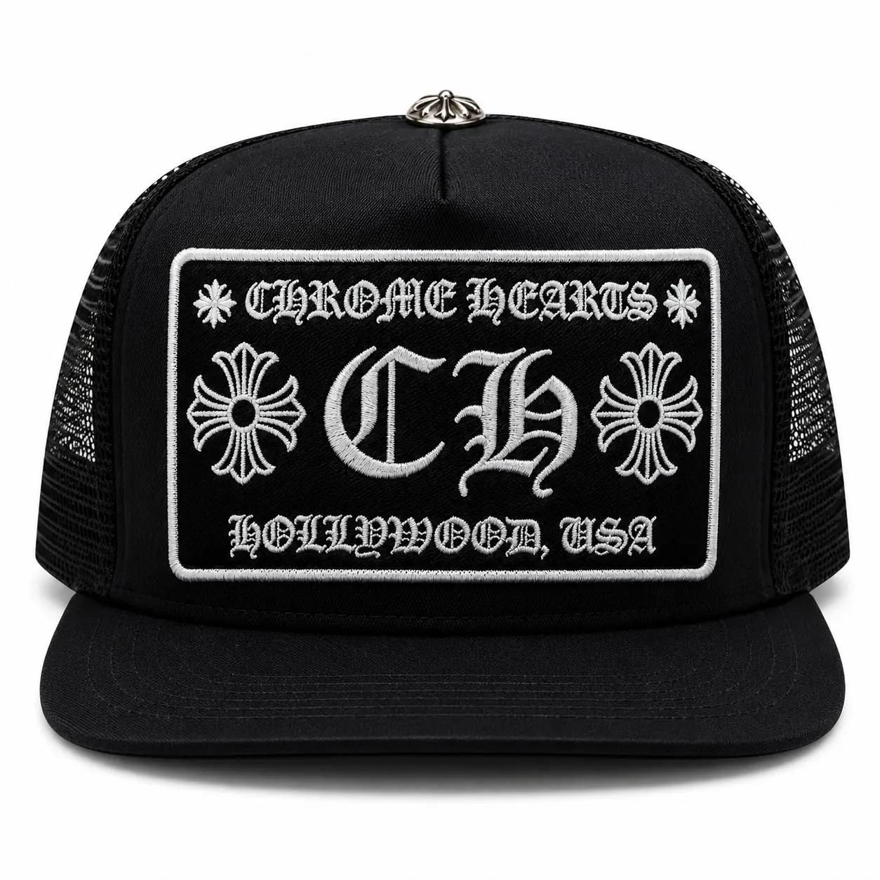 Chrome Hearts CH Hollywood Black Unisex Trucker Hat