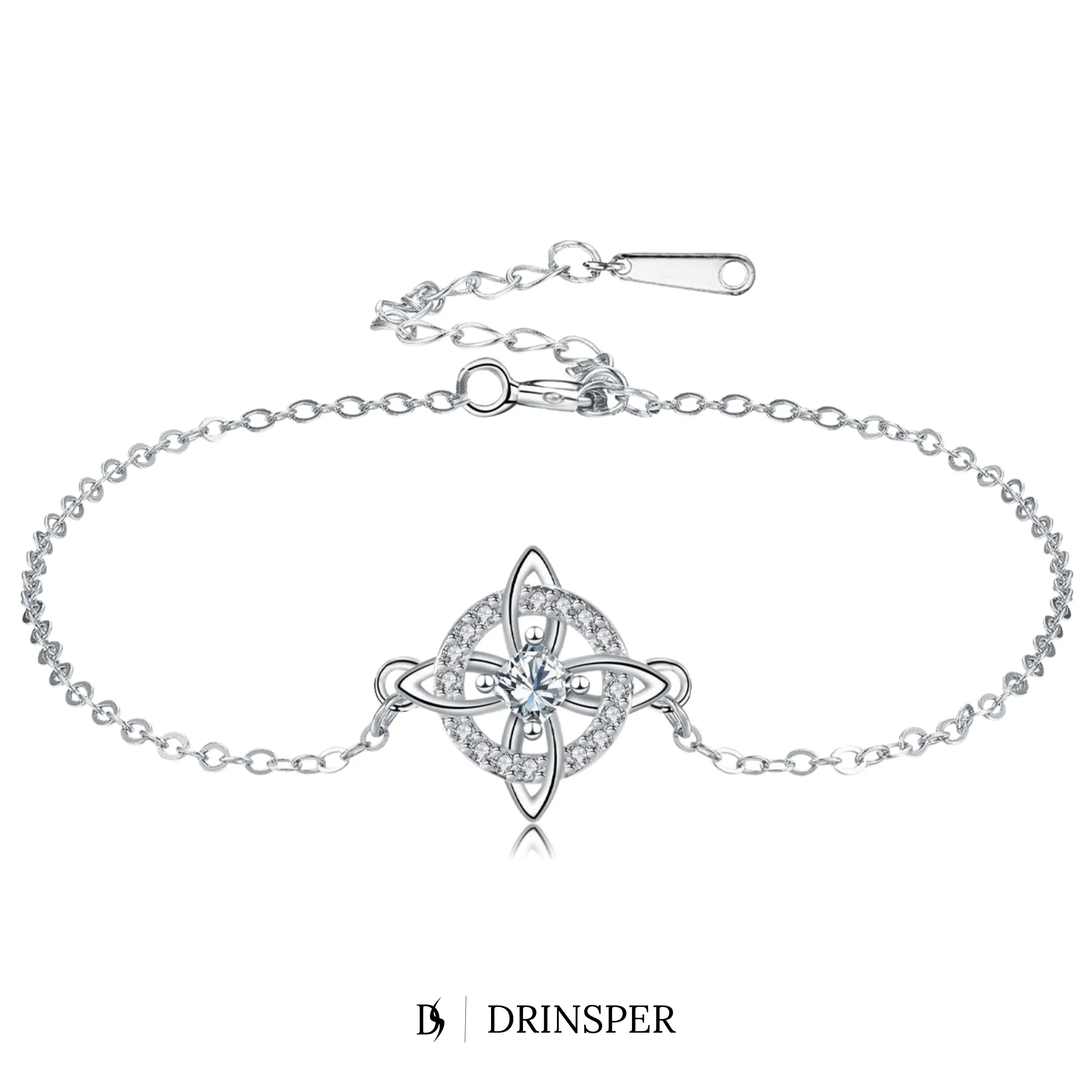 DRINSPER Women's Witchy Hecate Knot Copper Bracelet, Adjustable Celtic Protection Amulet with Cubic Zirconia, Wiccan Jewelry Gift, Bracelets
