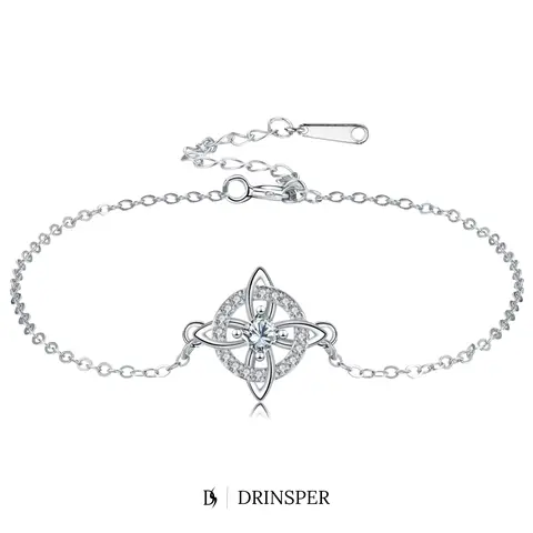 DRINSPER Women's Witchy Hecate Knot Copper Bracelet - Adjustable Celtic Protection Amulet with Cubic Zirconia, Crafted in Copper, Polished Finish, Gift-Ready with Polishing Cloth, Birthday Gift, Daily Wear, 6.7in + Ext, Wiccan Jewelry for Adults