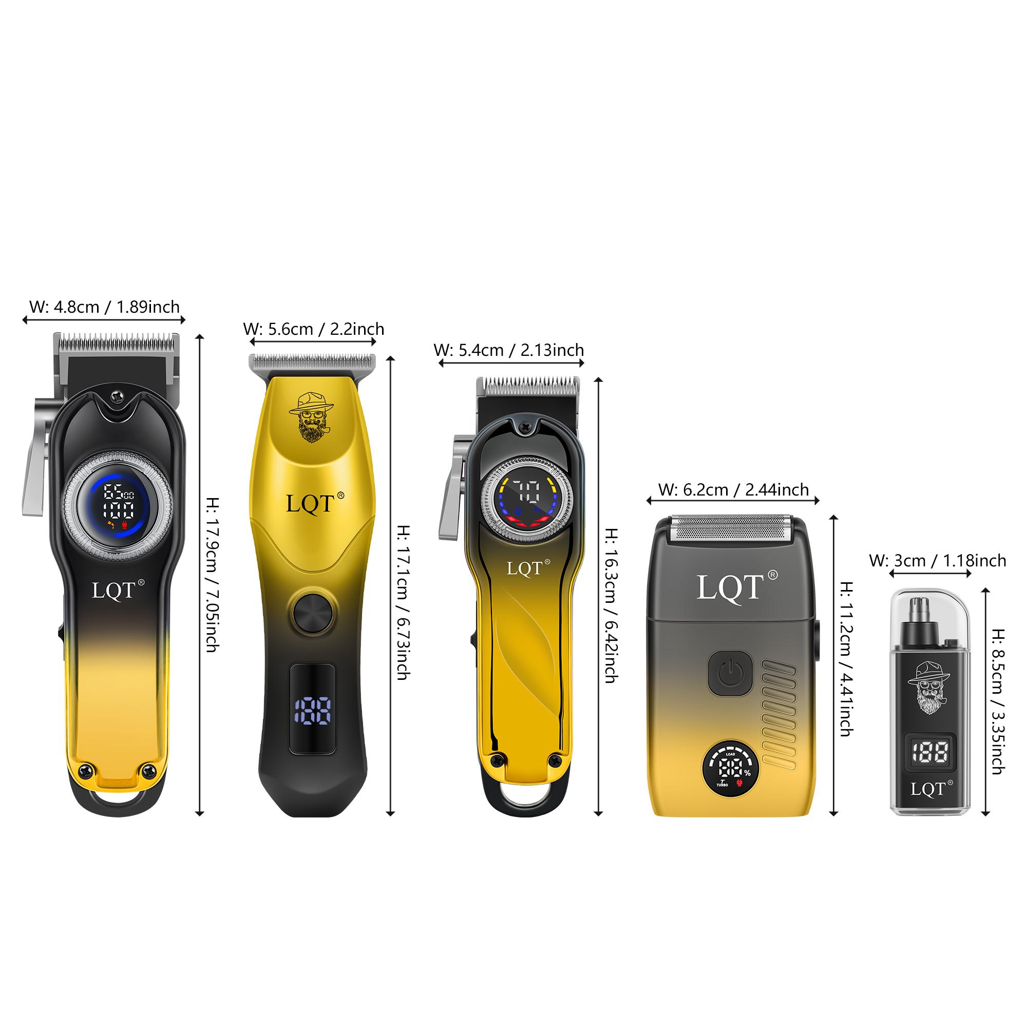 LQT 5-in-1 Professional Barber Kit, Hair Clipper, T-Trimmer, Detail Trimmer, Electric Shaver & Nose Hair Trimmer Set, Cordless LED Digital Display, USB Rechargeable, Crafting Refined Enhancements Haircut, salon at home,  Gift