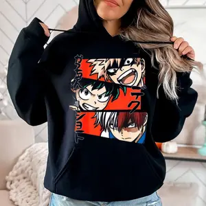 My Hero Academia Characters Hoodie, Bakugo Katsuki, Midoriya Izuku, Todoroki Shoto Sweatshirt, Gift For Anime Fan Shirt, Unisex Sweater Pullover Tee