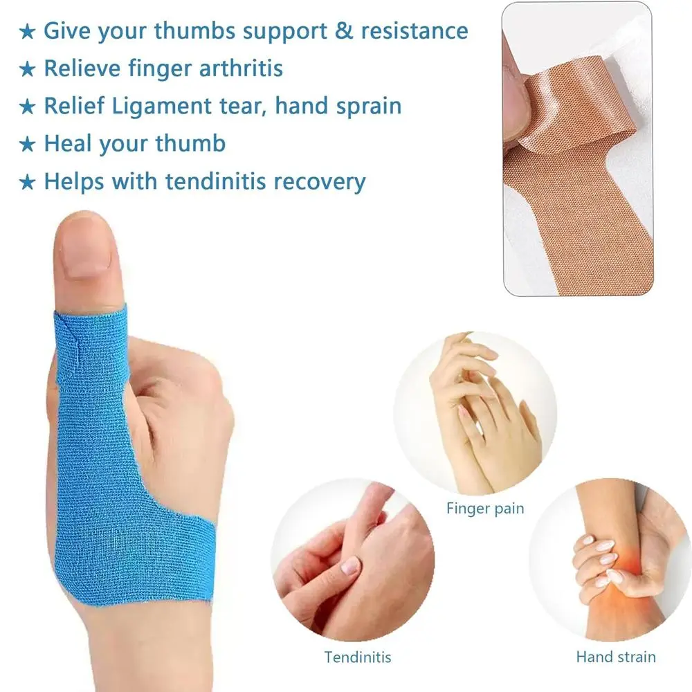 10PCS Kinesiology Tape for Thumb, Thumb Protecting Tape Thumb Straps, Stretchy Athletic Tape, Elastic Thumb Pain Relieving Patch