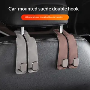 multifunctional hook Purse Hook for Car - Universal Premium Stitched Leather and Aluminum-Magnesium Alloy Double Car Seat Back Storage Hook for Purses, Handbags, Bags (2 Pack),Black