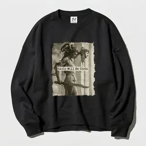 Girls Will Be Girls Medusa With The Head Of Perseus Women's Sweatshirt Casual Print Long Sleeve Round Neck Pullover for Daily Wear, Ladies Clothing Fall & Winter Fashion Unisex Sweatshirts
