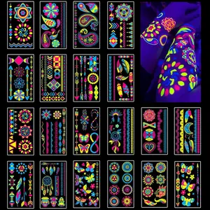 Temporary Tattoos 170 PCS Glow in The Dark Tattoos that React to Neon UV Black Light, Tattoos For Kids,Teens,Adult, Neon Glow Party Decorations, Glow in The Dark Party Supplies, Glow Party Favors