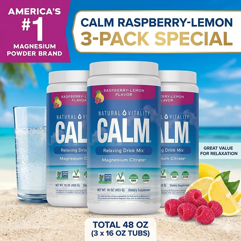 Natural Vitality Calm Magnesium Powder | Raspberry Lemon Flavored Supplement | Non-GMO, Vegan & Gluten Free Formula