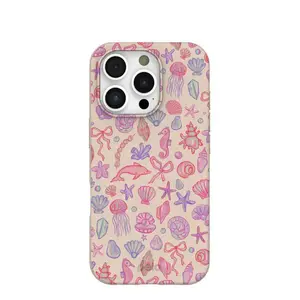 Ocean Seashell and Marine Life Phone Case – Cute Pastel Pink and Purple Dolphin, Seahorse, Starfish, Jellyfish, Coral Design – Compatible with iPhone 7-16, Samsung Galaxy S21-S24, Google Pixel – Beach Summer Aesthetic Protective Cover