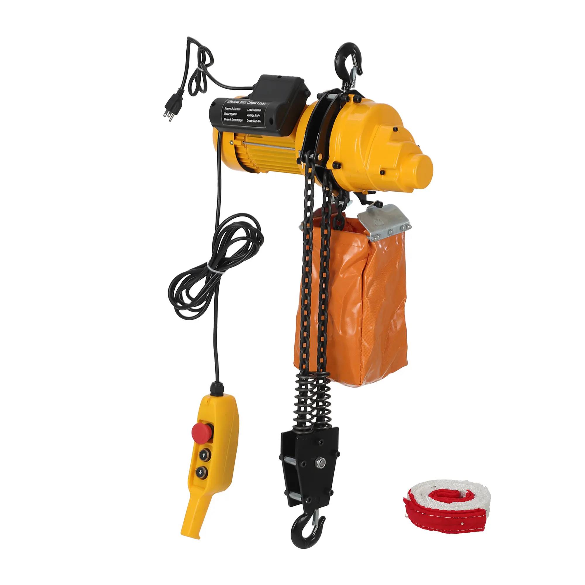 [Football Fan SeasonDeal] Electric Chain Hoist 2200Lbs 20Ft Lift Height Single Phase Overhead Crane Hoist,  Grade Carburized Double Chain Hoist with Two 360° Rotatable Hook for Garage Ceiling