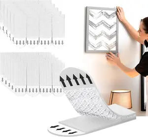 Small Picture Hanging Strips Heavy Duty20-Pairs(40 Pcs)Sticky Hangers for Walls, Poster HangersPicture Hanging Kit Without Nails Refill Adhesive Poster Strips