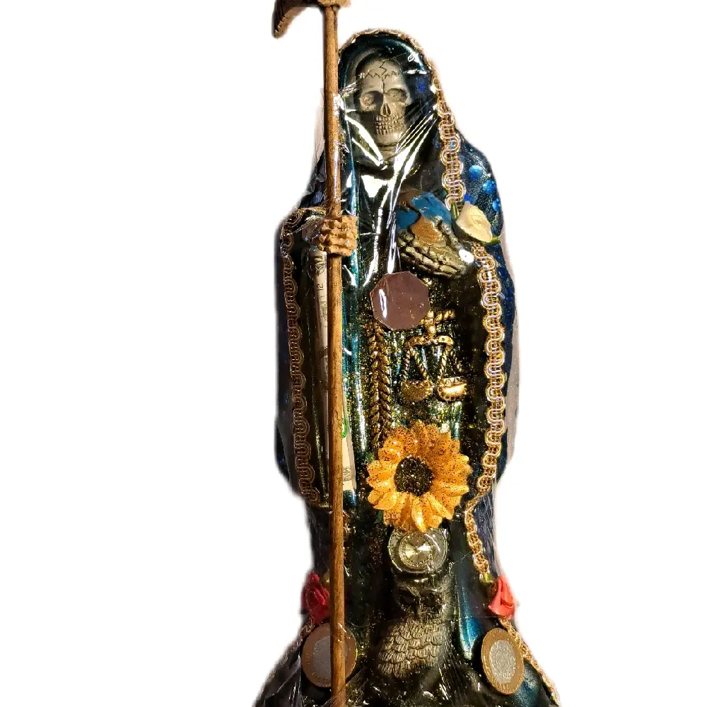 12 Inch hecho en Mexico Santa Muerte Statue with Decorative Elements and Accessories Home Ornament Ornaments