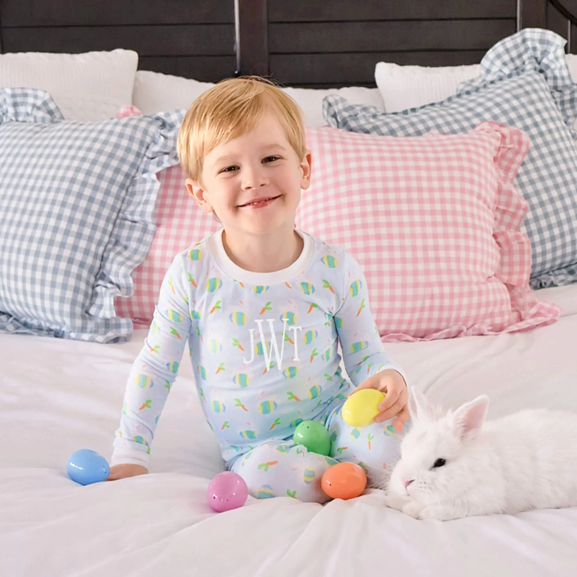 Hop Into Easter Blue Pajamas - Cute Boys Bunny PJ Set