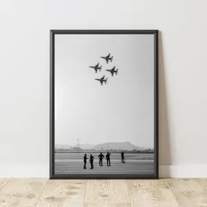 Vintage Fighter Jet Wall Art Poster - Us Army Navy Airplane Print