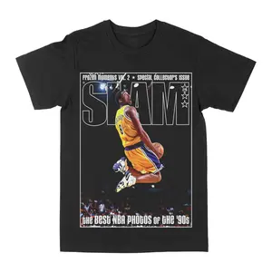 Kobe Bryant Slam Magazine Graphic Tee, Y2K Rap Streetwear T-Shirt, Unisex Crew Neck, Vintage Hip-Hop Graphic, Sports Style, Casual Cotton Fit