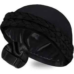Satin Lined Turban for Women Mens Halo Turban Silky Lined Durag for Waves Braids Locs Sleeping Bonnet Sleep Cap