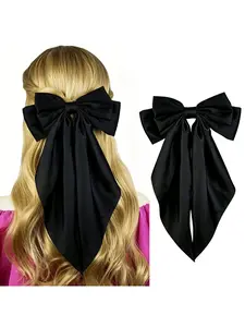 Women's large bow hair accessory, hair accessory for ladies and girls, 1 piece, Valentine's Day hair clip, cute oversized bow long tail hair clip, exquisite hair accessory fashion item, spring clip black bow hair accessory