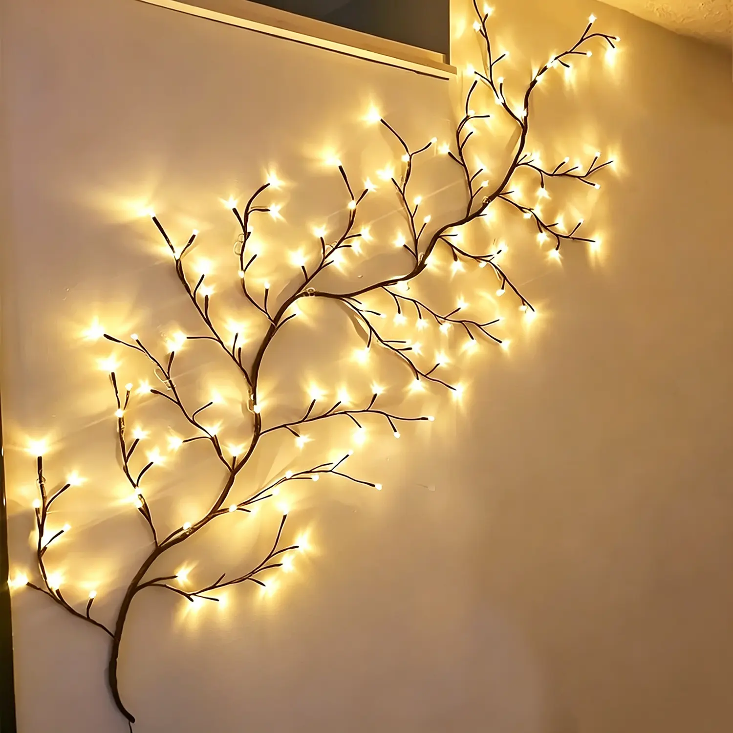 Lighted Willow Vine Branch Lights with Remote Control, 144 LED Flexible Garland Tree Branch Wall Lamp, 8 Modes Dimmable Warm Glowing Aesthetic Decor for Bedroom, Home Room & Holiday