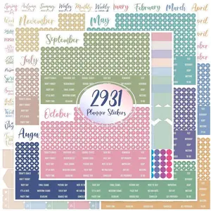Color Coordinating Monthly Functional Planner Stickers, Aesthetic Daily Calendar Blank To Do Stickers for Scrapbooks, Planner, Budget, Work, DIY Activity, Diary, Journal