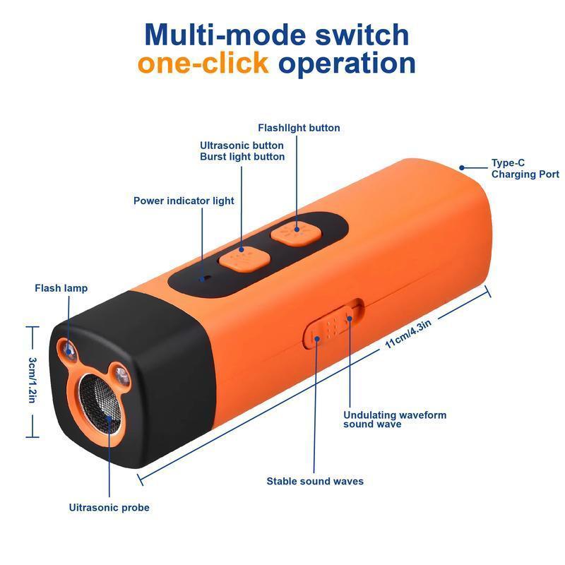 Ultrasonic Dog Bark Deterrent Rechargeable Anti Barking Device 30ft Range with LED Flashlight Portable Training Tool Safe for Small Medium Large Dogs