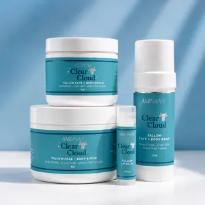 Clear Cloud 4pc Beef tallow collection ,beef tallow cream , beef tallow sugar scrub, beef tallow body balm, beef tallow lip balm