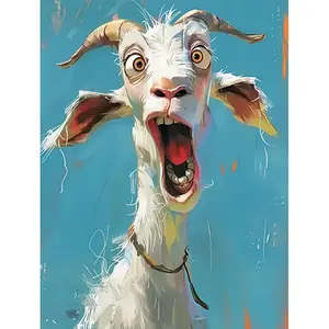 Surprised Goat Painting Kit, 16x20 Inch Unframed Beginner-Friendly DIY Acrylic Art Set, Home Wall Decor & Gift, Beginners Painting Kit, No Frame Included