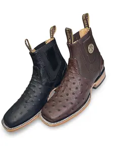 Botin Print Avestruz Color Negro Y Cafe Para caballero