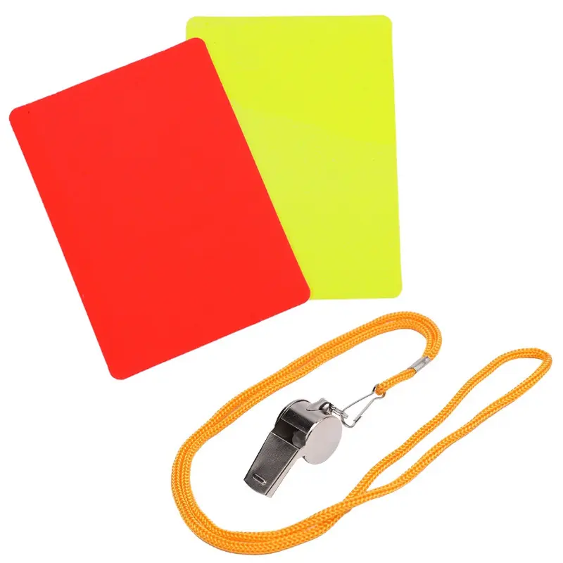 Blank red and yellow cards+whistle