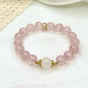 Natural pink moonstone crystal bracelet