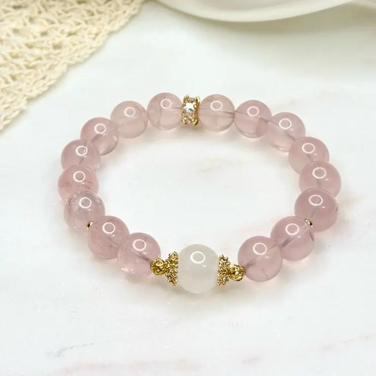 Natural pink moonstone crystal bracelet