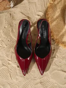Women's New Fashion Pointy Toe Low Heel Shoes, Elegant Simple Back Strap Design, Suitable for Daily Commute, Dating, Party