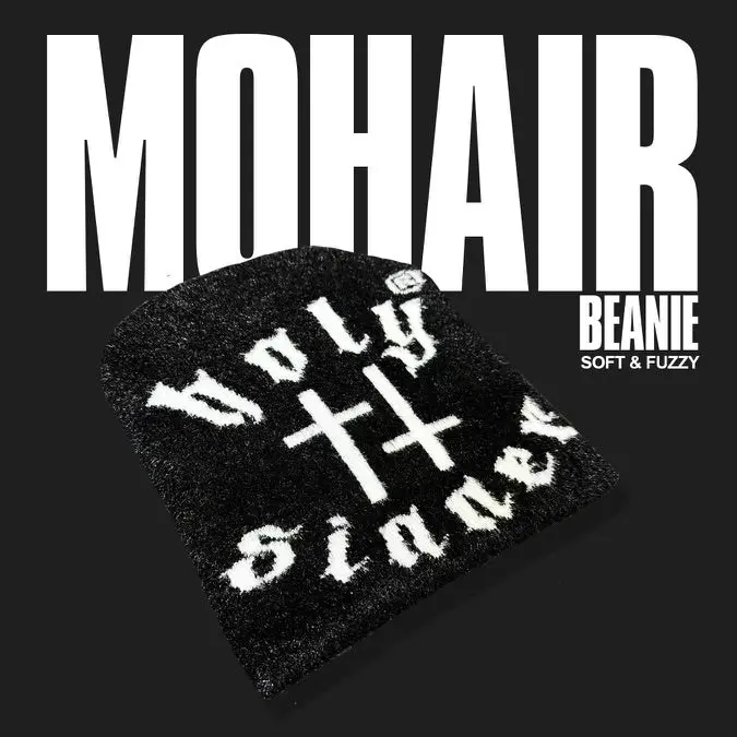 HS Black Logo Mohair Beanie
