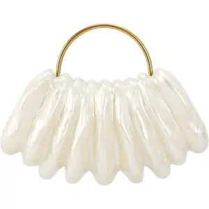 Elegant Shell-Shaped Acrylic Purse with Detachable Chain, Golden Evening Bag for Wedding Party