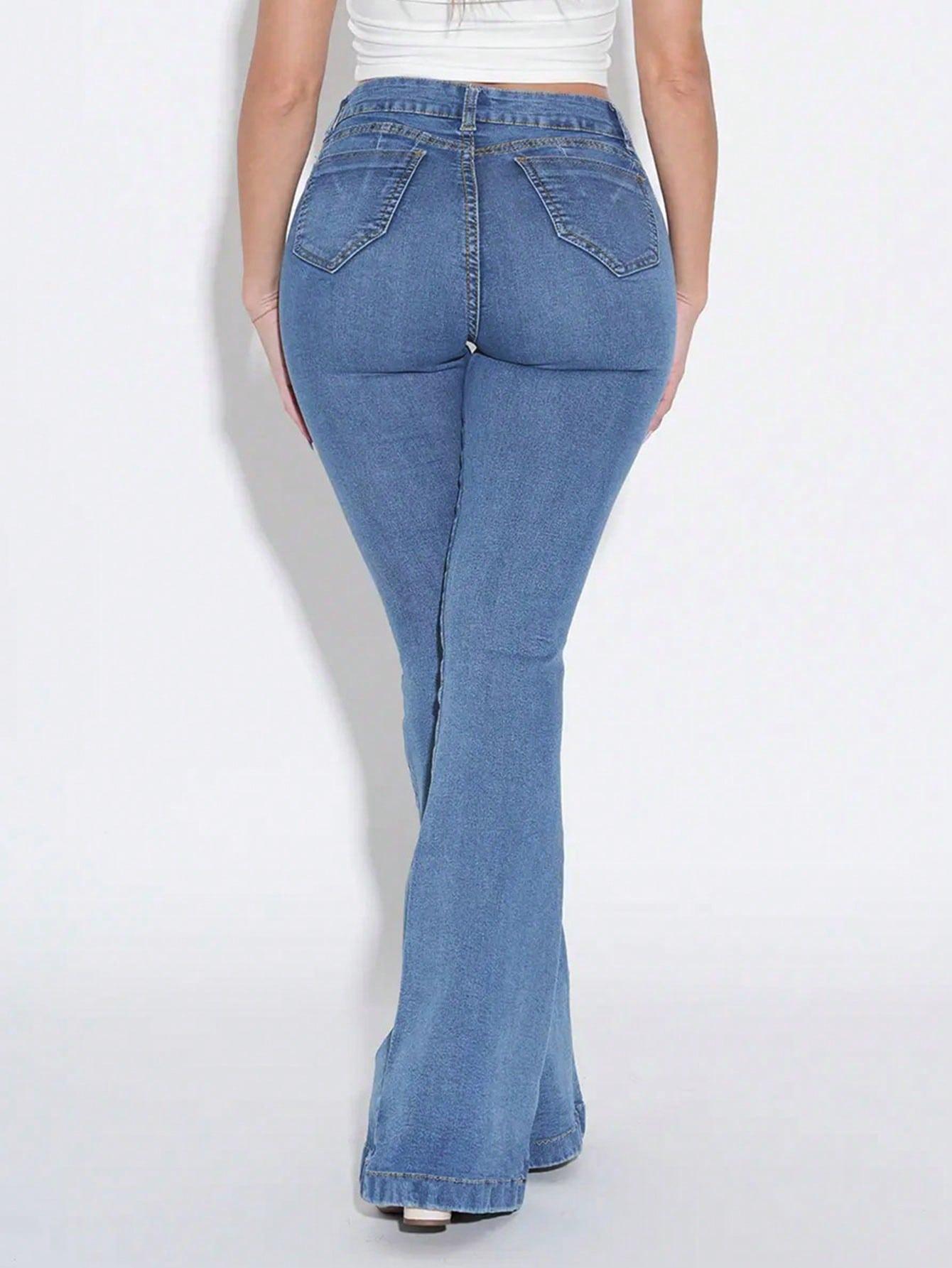 Elastic Stretch Tights Slightly Flared Hip Lift Denim Trousers Springtok flared jeans Bottoms Breathable
