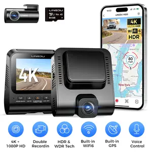 LINGDU V620,4K Dash Cam Front and Rear, WiFi6 4K+1K Dash Camera for Cars, HDR Dashcam 64GB Card, Voice Control ADAS GPS, Night Vision, Motion Detection 24H Parking Mode, Upgraded Timeline Playback APP