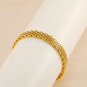 New trendy chain metal bracelet for women, creative braided fashion cuban link bracelet