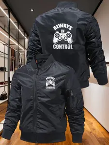 Men's Ma1 Pilot Jacket, Zipper Flight Outerwear, Stand Collar Design, No Stretch Fabric, Vintage Style, Durable Structure, High Quality