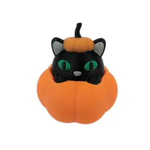 Pumpkin Kitty Fidget Clicker - Black Cat Design with Orange Pumpkin Shell for Fun and Interactive Play