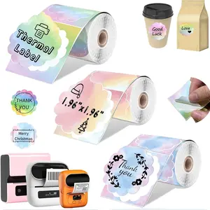 3 Rolls 50mm Color Thermal Label Paper for Phomemo M220 M200 M221 M110 P50 P80 P1 Printers, Waterproof Stickers Mini Printer Paper, Direct Thermal Sticker