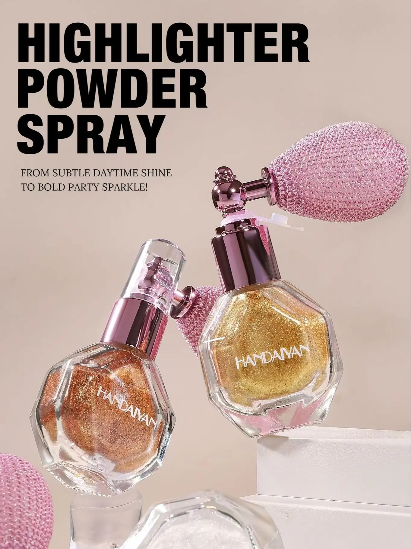 Portable Squeeze Airbag Highlighter Spray, Fine Shimmer Glow Cosmetic Powder for Face & Body (Beauty & Personal Care, Bronzer & Highlighter Category)