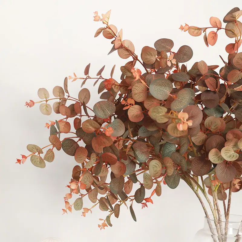 2pcs Japanese Style Eucalyptus Leaves for Home Decoration, Indoor Simulated Plant Decoration, Hotel, Office Fake Flower Decorative Ornaments, Lifelike Artificial Flower, Simulation Bush Plant