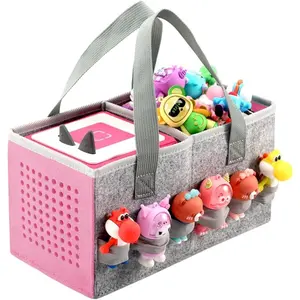 Carrying Case for Figurines, Travel Felt Cloth Musical Toy Folding Bag, Space Saving Organizer, Storage Transportation Bag