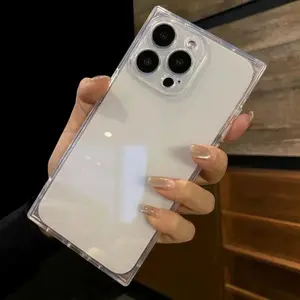 TPU soft phone case for iphone 17/16/15/14 Plus/13/12 Pro Max  Square Simple Soft Rubber , Mobile Phone Cases,Anti-drop Clear Phone Case,Total Protective Shockproof Phone Cover for iPhone 17 Pro Max