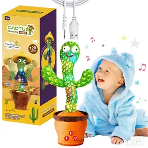 Rechargeable Dancing Talking Cactus Toy with Singing Mimicking Repeating,LED Lights Interactive Musical, Volume Adjustable,Baby Infant Toys Gifts for Girls Boys capabilities-sensory Play top