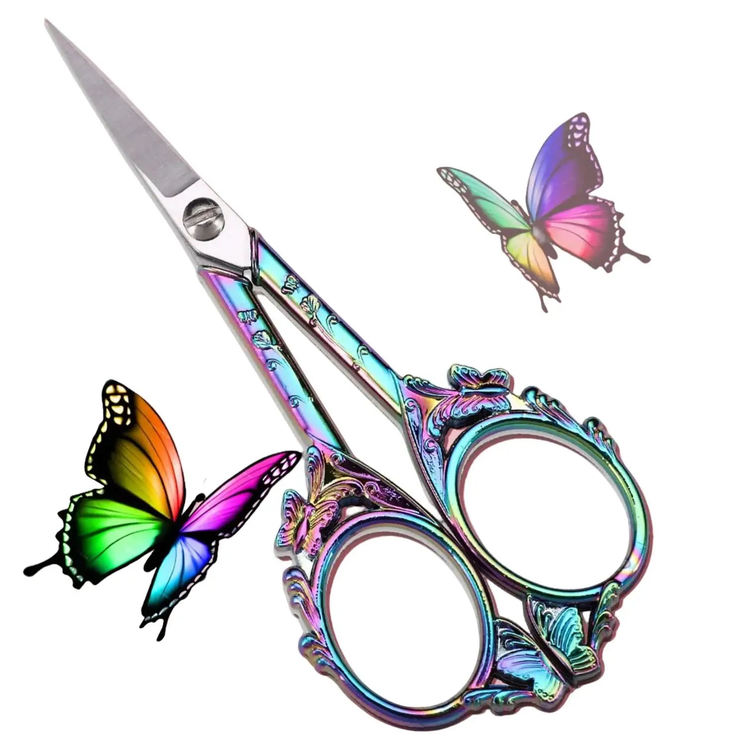 Vintage Butterfly Design Sewing Embroidery Scissors, 1 Count Small Sharp Detail Shears for Craft, Artwork, Needlework Yarn, Bathroom Accessories, Ribb