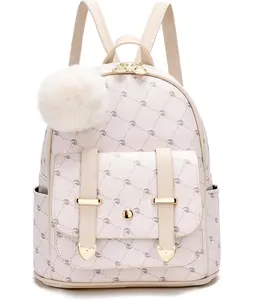 Grls Fashon Backpack Mn Backpack Purse for Women Teenage Grls Purses PU Leather Pompom Backpack Shoulder Bag