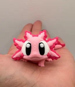 3D Printed Pink Axolotl • Articulated Poseable Figurine • Cute Miniature Aquarium Pet • Unique Gift for Axolotl Lovers